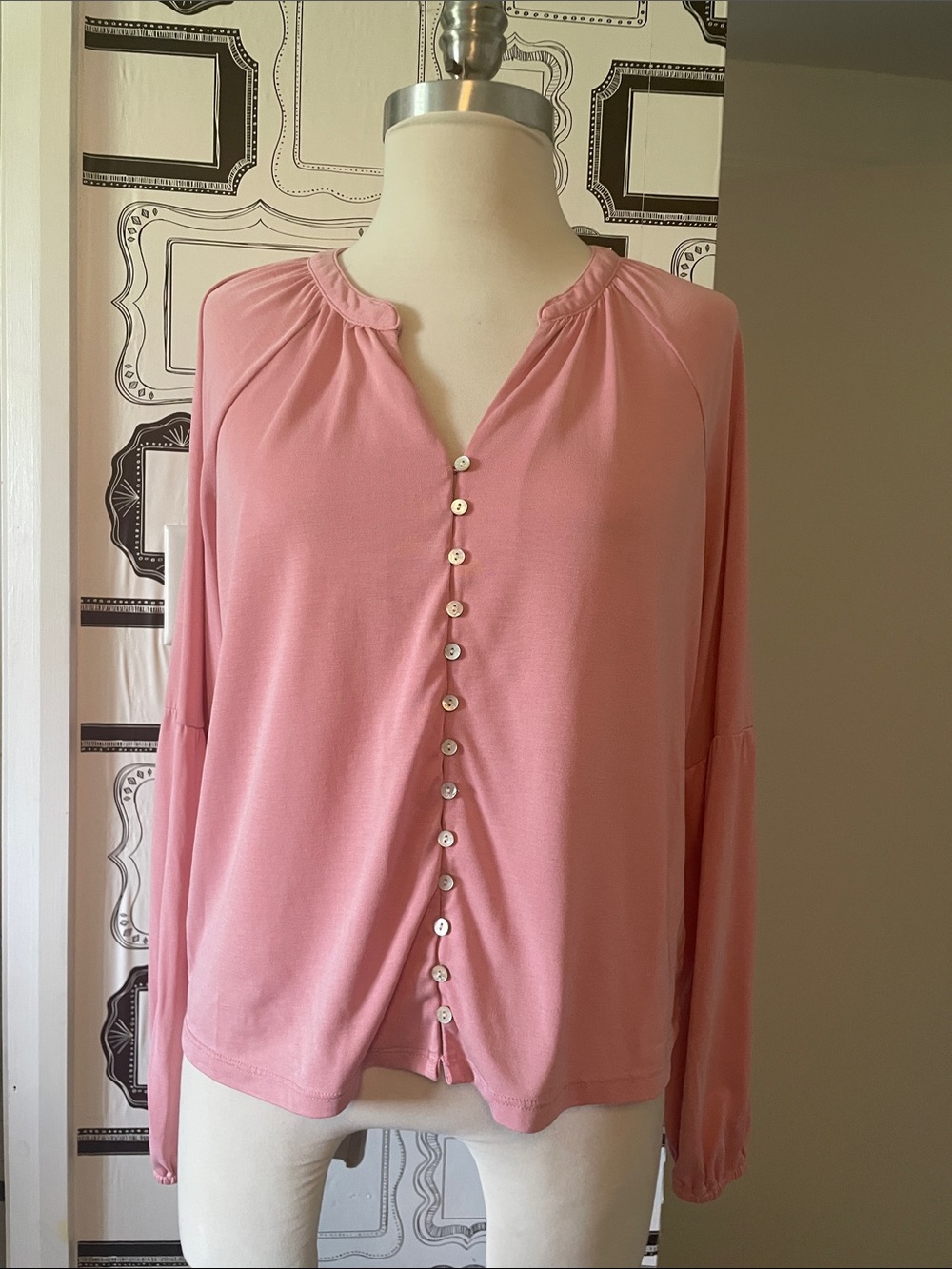 Lucky Brand Pink Button-Front Blouse